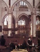 WITTE, Emanuel de The Interior of the Oude Kerk, Amsterdam, during a Sermon china oil painting artist
